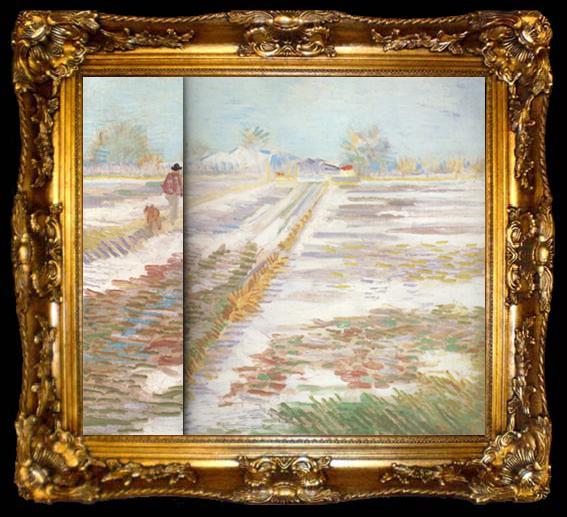 framed  Vincent Van Gogh Landscape with Snow (nn04), ta009-2
